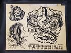 Original Tattoo Flash Sheets by Charlie Hodge 11x14 Handpainted Shop Used