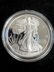 New Listing2021 W 1oz Type 1 Silver Eagle Proof in Capsule No Reserve