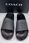 COACH Men's Shoes Slide Sandal Size 10 Black Raised CARRIAGE Rubber $99 NEW