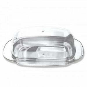 Large Clear Acrylic Covered Double Wide Butter Serving Storage Dish Tray w/ Lid