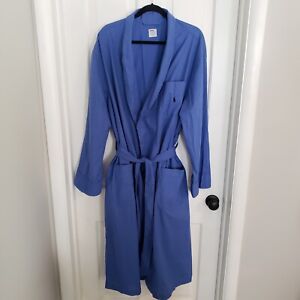 Polo By Ralph Lauren Mens Cotton Robe SIZE L/XL Lightweight Shawl Collar Blue