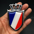 Metal Chrome France French Flag Crown Shield Car Emblem Badge Decal Sticker