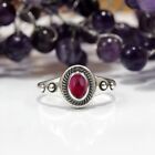 925 Sterling Silver Pink Tourmaline Ring Statement Jewelry S-8