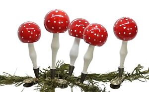 5 Vintage blown glass mushrooms / Fly agaric  (# 14788)