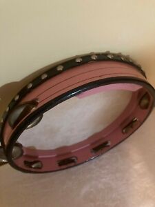 Vintage 10 inch Tambourine/ 7 Rows of Double Jingles Wood Shell w/ Drum Head 10