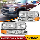 For 99-02 Chevy Silverado 00-06 Tahoe 1500 2500 Chrome Headlights + Bumper Lamps (For: 2002 Chevrolet Silverado 2500 HD)