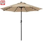9FT Patio Umbrella with 32 LED Lights 8 Ribs Tilt Solar Market Umbrella Outdoor