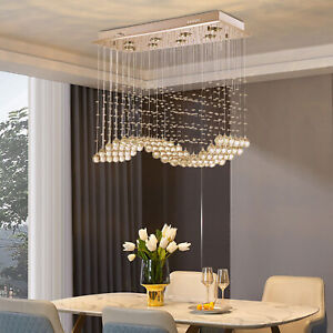 LED Ceiling Light Modern Raindrop Crystal Luxury Chandelier Pendant Lamp Fixture