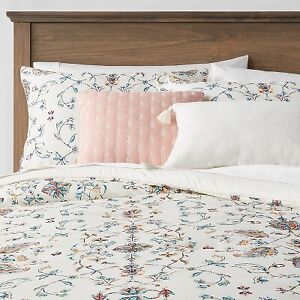 5pc Full/Queen Ancora Border Print Comforter Bedding Set Blue/Pink/Yellow -