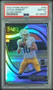 2020 Select Justin Herbert Field Level Silver Prizm Rookie Card RC #344 PSA 10