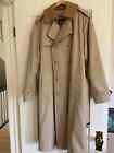 Vintage Nordstroms Classic Mens Khaki/Belted/wool Lining Trench coat Sz40R Used