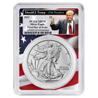 2023 $1 American Silver Eagle PCGS MS70 FDOI Trump 45th President Flag Frame