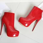 Women's High Heels Platform Booties Ankle Boots Red Crossdresser Shoes Plus Size