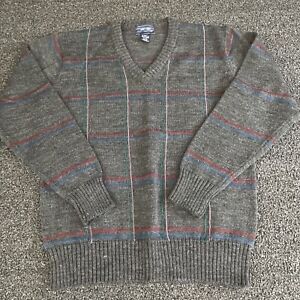 VINTAGE Mervyn's Sweater Adult Medium Gray Blue Acrylic Buttoned Cardigan