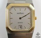 Vintage Movado Swiss Quartz Two-Tone Date Unisex Slim Watch w/ Box 81-42-350 V59