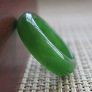 Mens Womens Natural Genuine Real Green Jade Band Ring Size 6 - 13