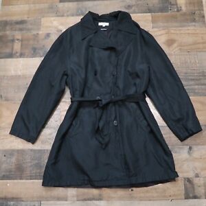 BeBe San Fransisco Womans Medium Black Belted Double Breasted Trench Coat