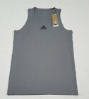 Adidas Basketball Tank Top Logo U-Neck Mens Size Medium Heathered Gray  DX6731