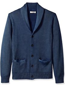 Goodthreads Men's Soft Cotton Shawl Cardigan Sweater Washed Navy Large New