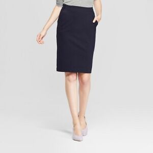 Women's Ponte Pencil Skirt - A New Day Federal Blue Size10