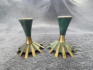 Set of 2 Older Vintage Brass Made in Israel Short 3