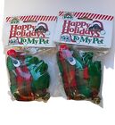 X's 2 Vo-Toys Holiday Plaid Flop Mouse String Finger Teaser Cat Toy Christmas
