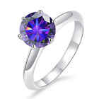 Real 1CT Dark Purple Moissanite Ring For Women Original 925 Silver Fine Jewelry