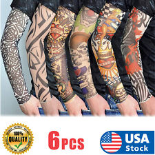 6 Pcs Unisex Mens Women Nylon Temporary Fake Full Arm Tattoo Sleeves Stockings