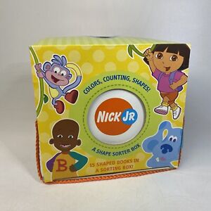 NEW Nick Jr 15 Shaped Books In A Sorting Box Colors Counting Shapes VINTAGE