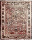 Antique Mahal Sultanabad Rug Geometric Red Antique Rose 8x10 Traditional Orienta