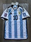 adidas Argentina Men's 2022 WORLD CUP Home Jersey Messi #10 HF2158 Large New