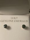 Vintage Natural Emerald Studs 14K Yellow Gold - Lovely