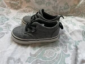 Toddler Vans size 6 Gray Sneakers Shoes Unisex Boys Girls Black Laces Lace up