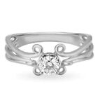 G-H VS2 0.50Ct 5.00mm Natural Diamond Women's Ring In Solid 14KT White Gold