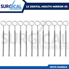 12 Pcs Dental Mouth Mirror #5 w/Handle Dental Instruments Stainless German Grade