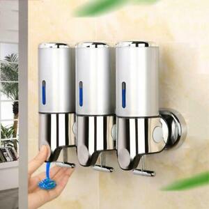 Wall Mount Shampoo Shower Lotion Gel Conditioner Bathroom Triple Soap Dispenser