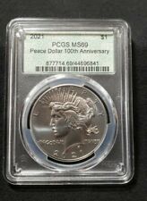 2021 Peace Silver Dollar PCGS MS69 100th Anniversary with Doily Label