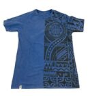 Maori Hook Men's Tribal Tattoo Shirt Size XL Hawaii Hawaiian  Blue  Short Sleeve