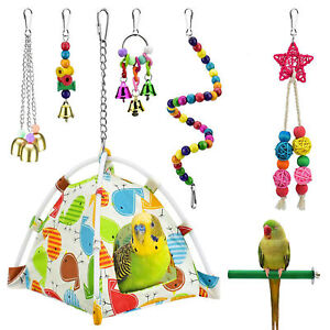 Bird Swing Toys Play Set Fun Colorful Hanging Bells Toy for Bird Cage
