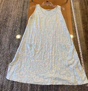 FRESH PRODUCE L Cotton BLUE DRAPE Cotton Jersey Tank Dress Pockets Geometric