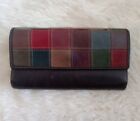 FOSSIL Vintage Multicolor Patchwork Leather Striped Organizer Wallet