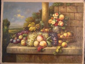 New ListingFruit and Flower on table ~Extra Large Size Oil Painting 36