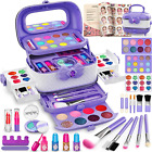 58 Pcs Kids Makeup Kit for Girl, Princess Toys Real Washable Cosmetic Set with M