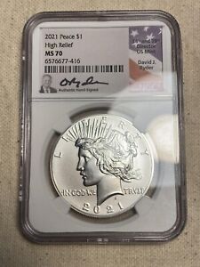 New Listing2021 Peace Silver Dollar NGC MS70 David J Ryder Signature Comes With Box and COA