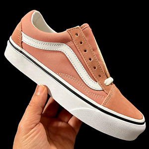 Vans Old Skool Youth Girls Skateboard Shoes Size 4 Rose Dawn White Canvas Suede