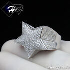 MEN SOLID 925 STERLING SILVER ICY BLING CUBIC ZIRCONIA HIPHOP 3D STAR RING*SR107