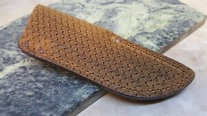 Brown Basketweave Leather Fixed Blade Knife Belt Sheath for up to 4.5 