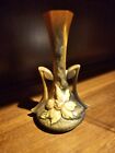MINT ROSEVILLE Pottery Brown Double Handle Vase Yellow Clematis 187-7
