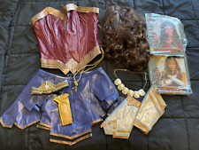 WONDER WOMAN COSPLAY COSTUME WITH WIG ARM BAND HEAD BAND NECKLACE SKIRT TOP EUC!