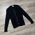Sergio Cashmere Black Round Neck Long Sleeve Button Cardigan Sweater Womens XL